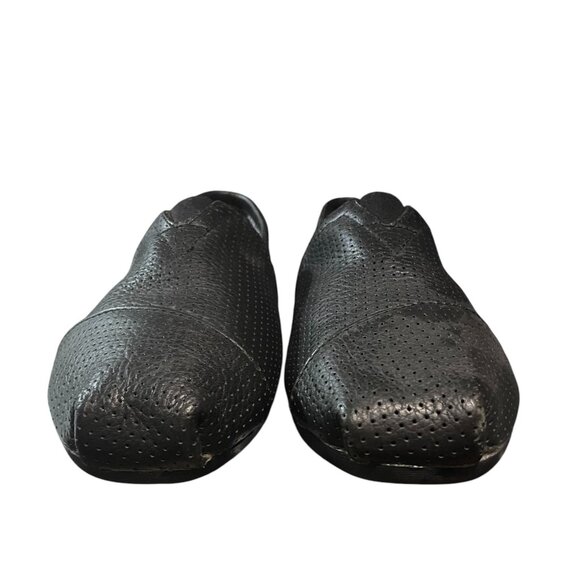 TOMS Black Perforated Leather Men's Classics Slip-On Shoes - Picture 4 of 8